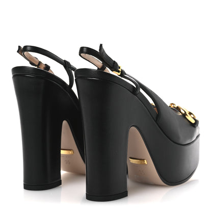 Gucci Nappa Horsebit Platform 35/120mm Slingback Pumps 35 Black 5 of 11