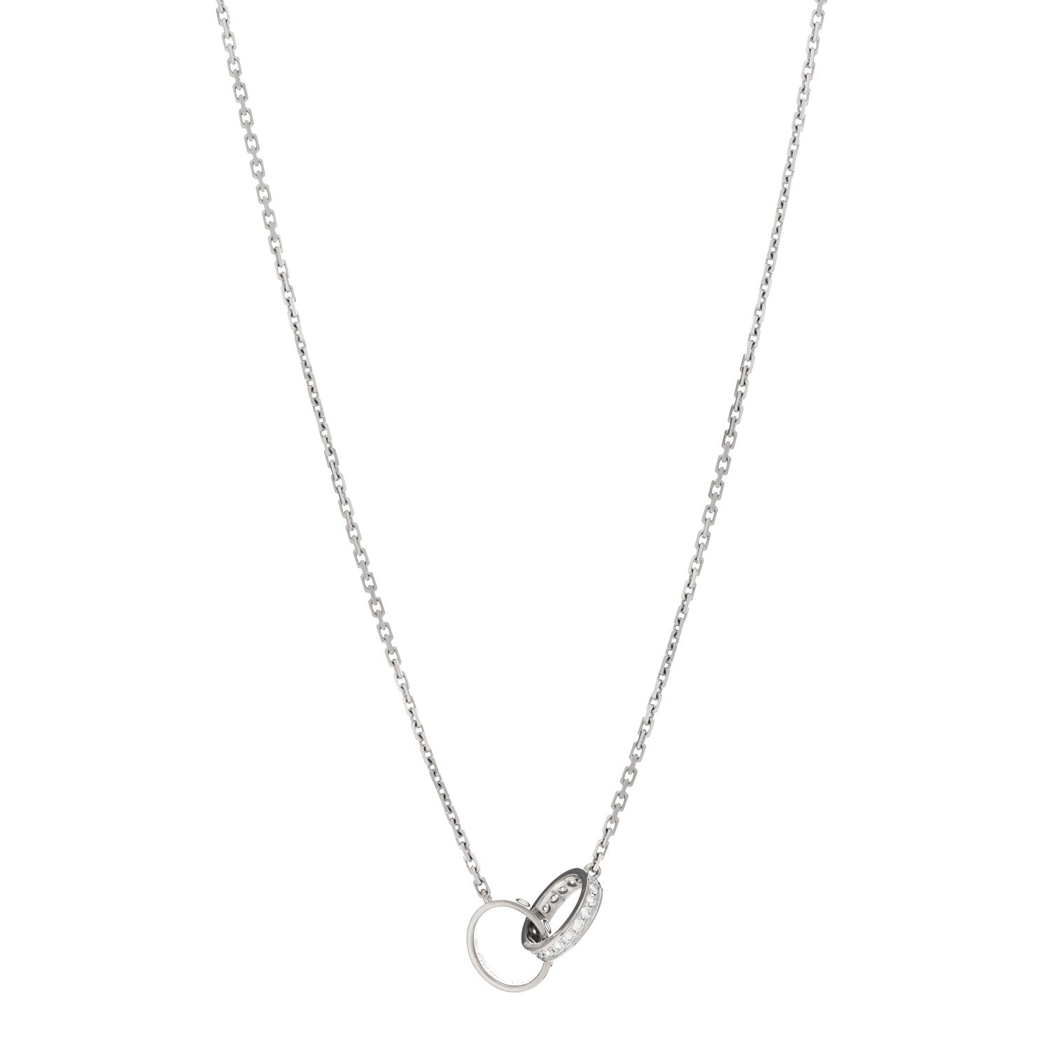 Cartier 18K White Gold Diamond Interlocking LOVE Necklace 1 of 4