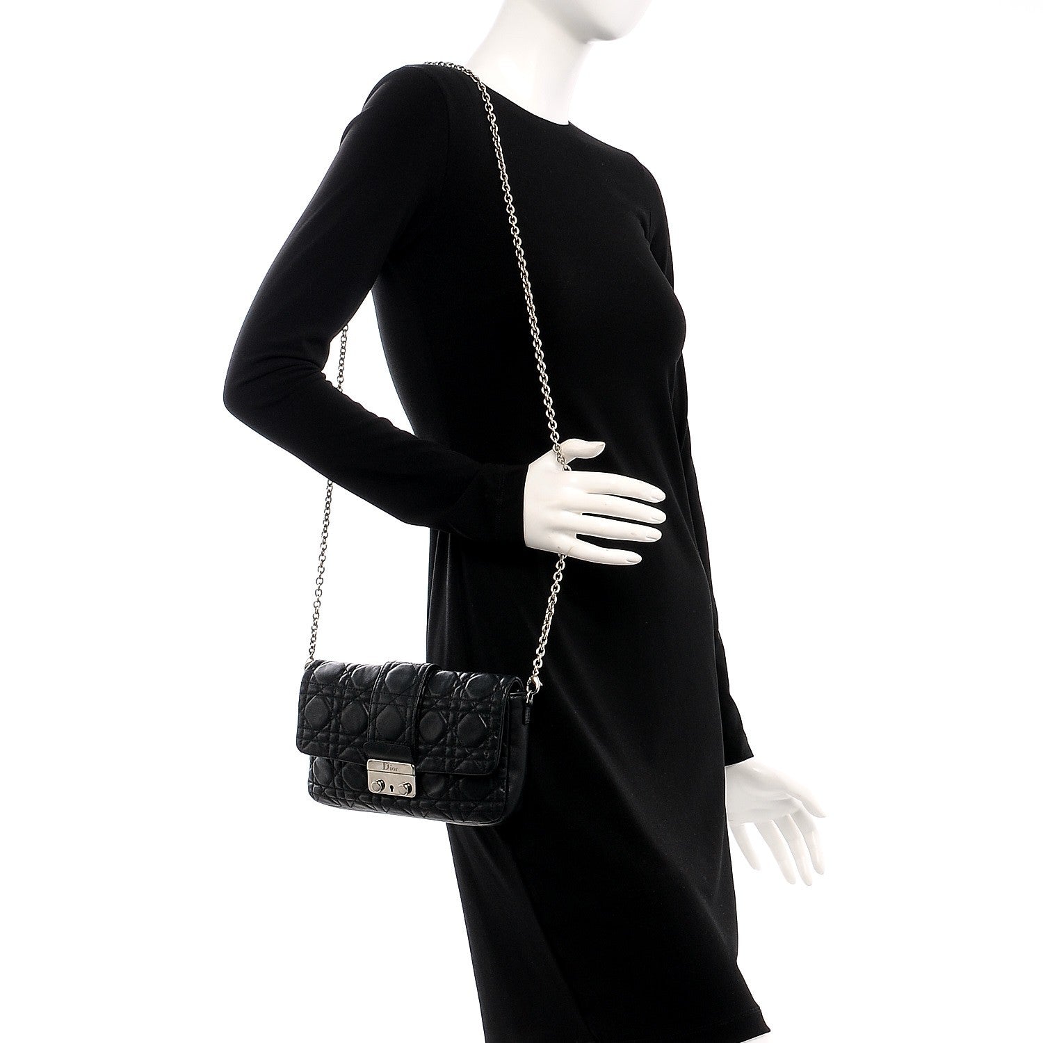 Christian Dior Lambskin Cannage New Lock Pouch Black 2 of 9