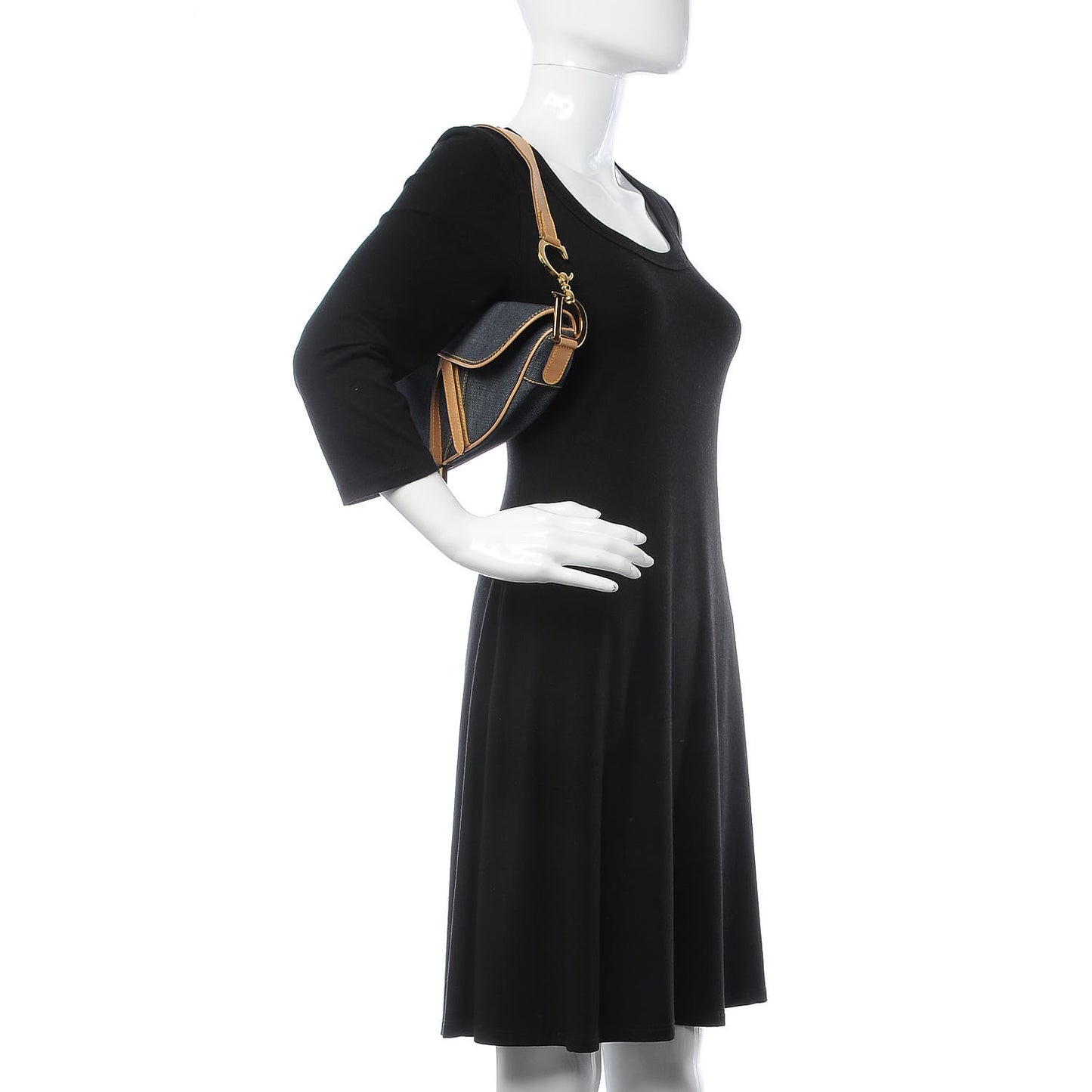 Denim Calfskin Saddle Bag Blue