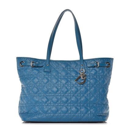 Christian Dior Coated Canvas Cannage Medium Panarea Tote Cobalt Blue 1 of 9