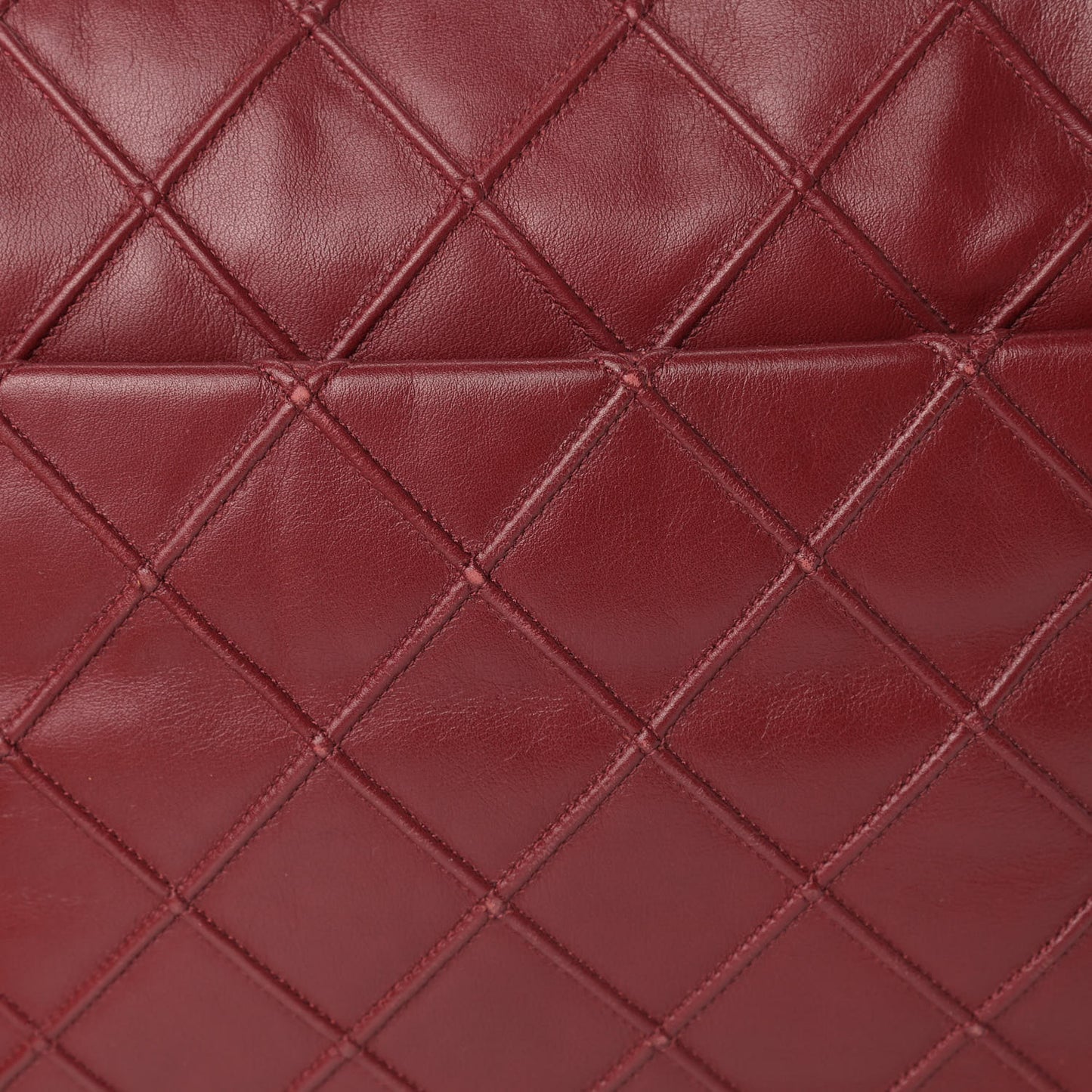 Calfskin Diamond Debossed Large Cosmos Flap Red