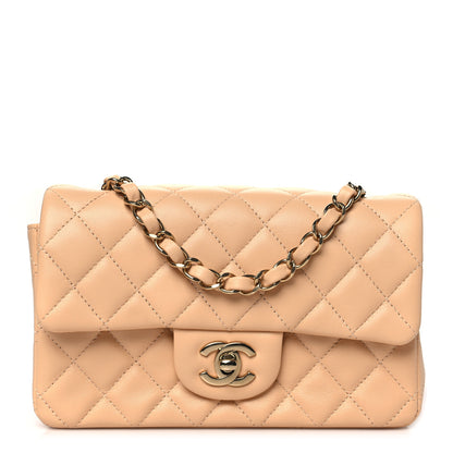 Chanel Lambskin Quilted Mini Rectangular Flap Beige 1 of 12