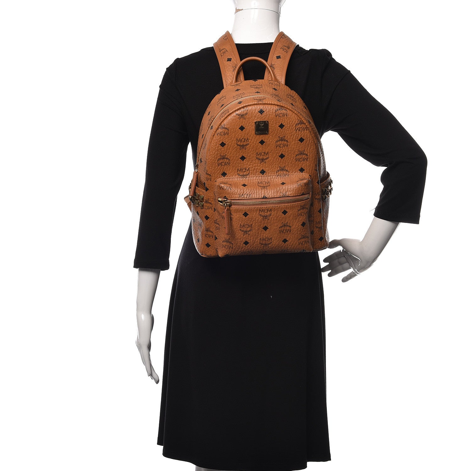 MCM Visetos Small Side Stud Stark Backpack Cognac 2 of 8
