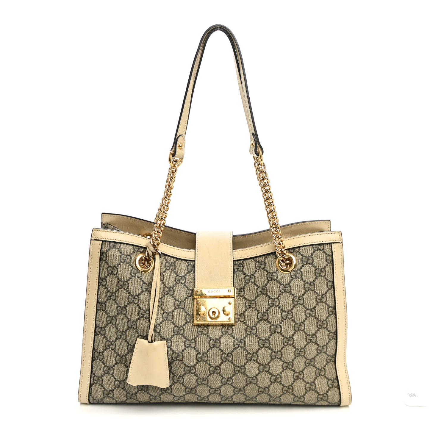 GG Supreme Monogram Medium Padlock Tote White