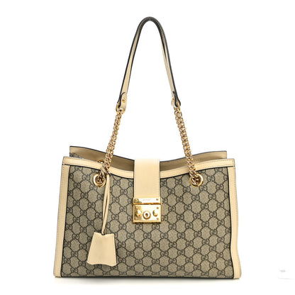 Gucci GG Supreme Monogram Medium Padlock Tote White 1 of 11