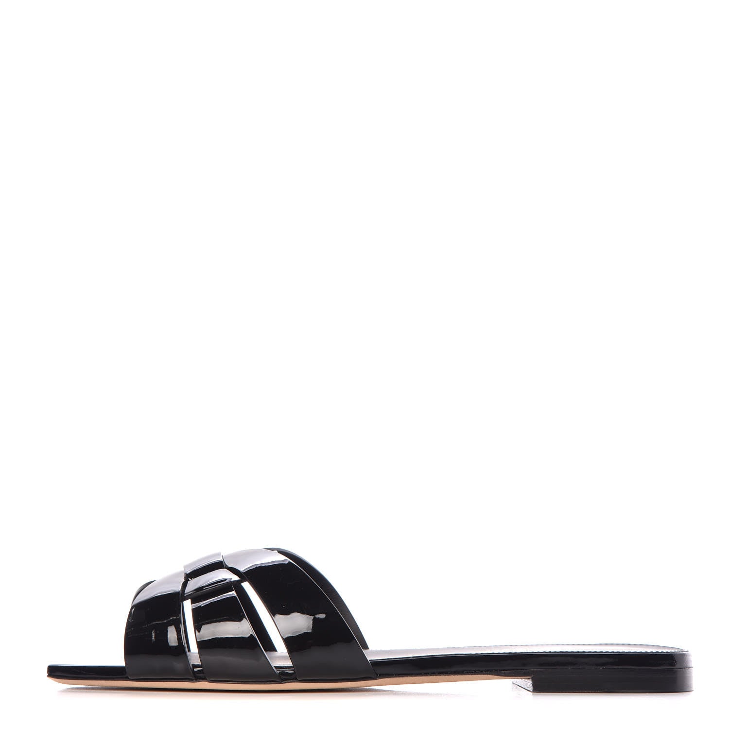 Saint Laurent Patent Calfskin Nu Pied 05 Slide Sandals 40 Black 1 of 11