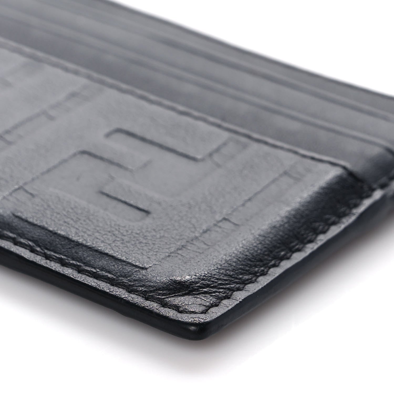 Fendi Vitello Grace FF 1974 Embossed Card Holder Black 9 of 10