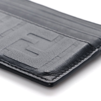 Fendi Vitello Grace FF 1974 Embossed Card Holder Black 9 of 10