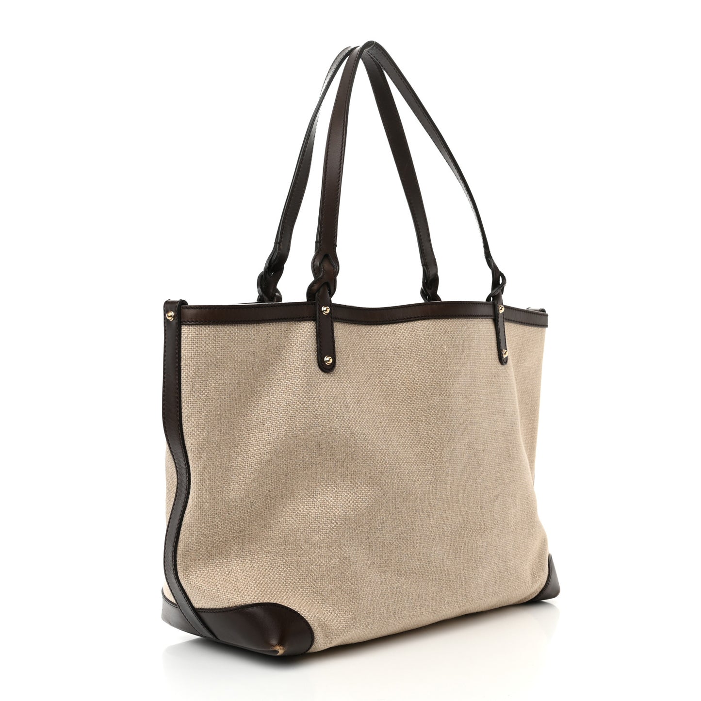 Linen Canvas Medium Craft Logo Tote Brown