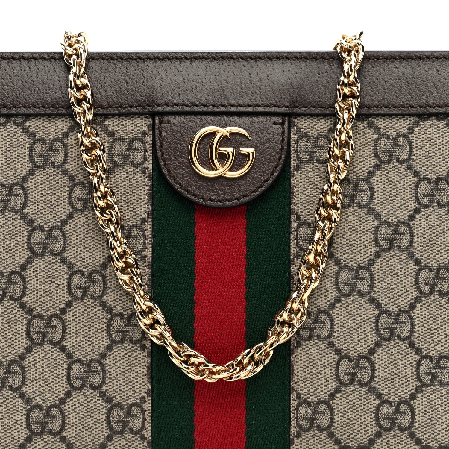 Gucci GG Supreme Monogram Web Small Ophidia Chain Shoulder Bag Brown 8 of 10