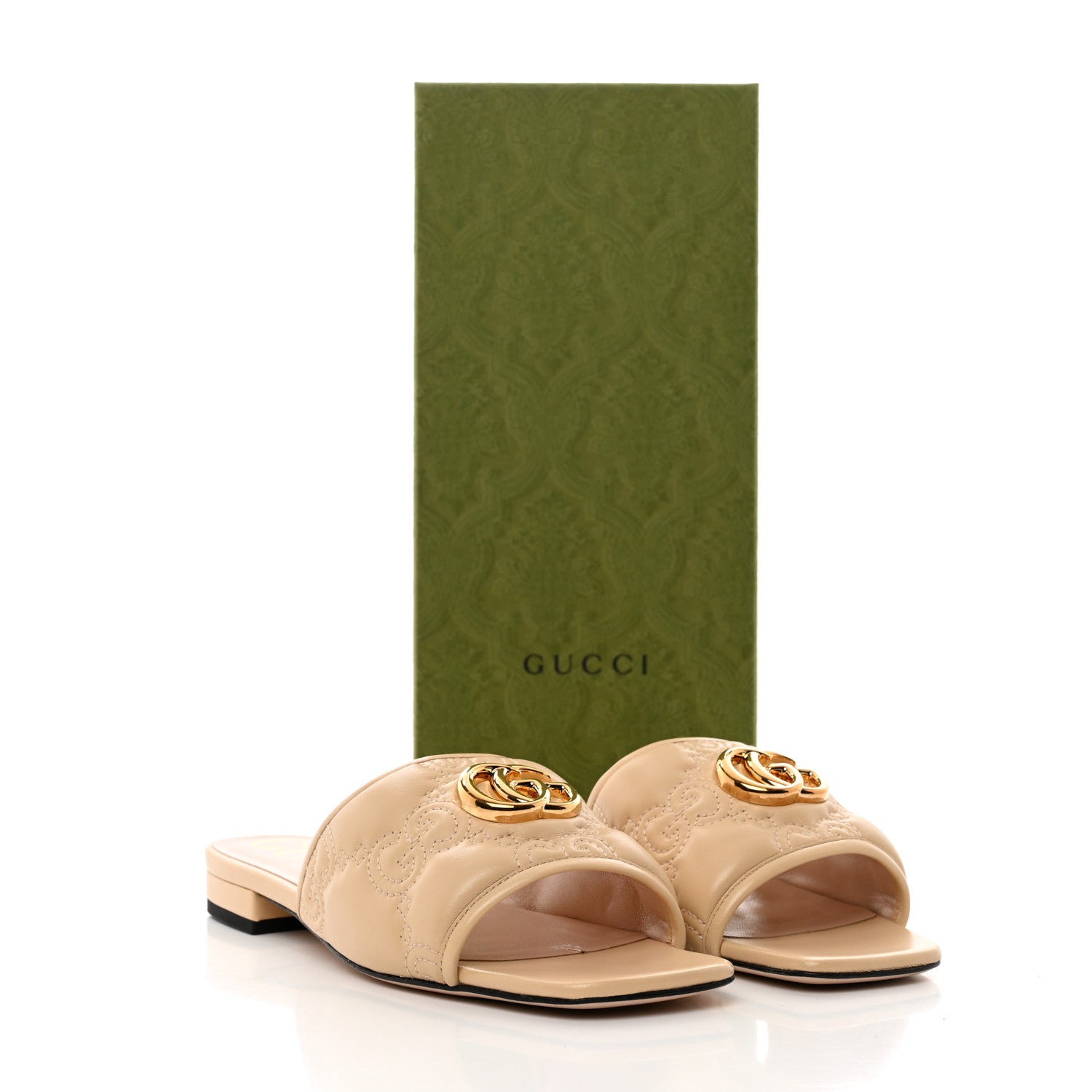 Gucci Nappa GG Matelasse GG Marmont Flat Slide Sandals 37 Naturale 9 of 9