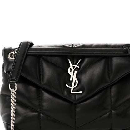Saint Laurent Lambskin Quilted Small Loulou Puffer Monogram Chain Satchel Black 8 of 11