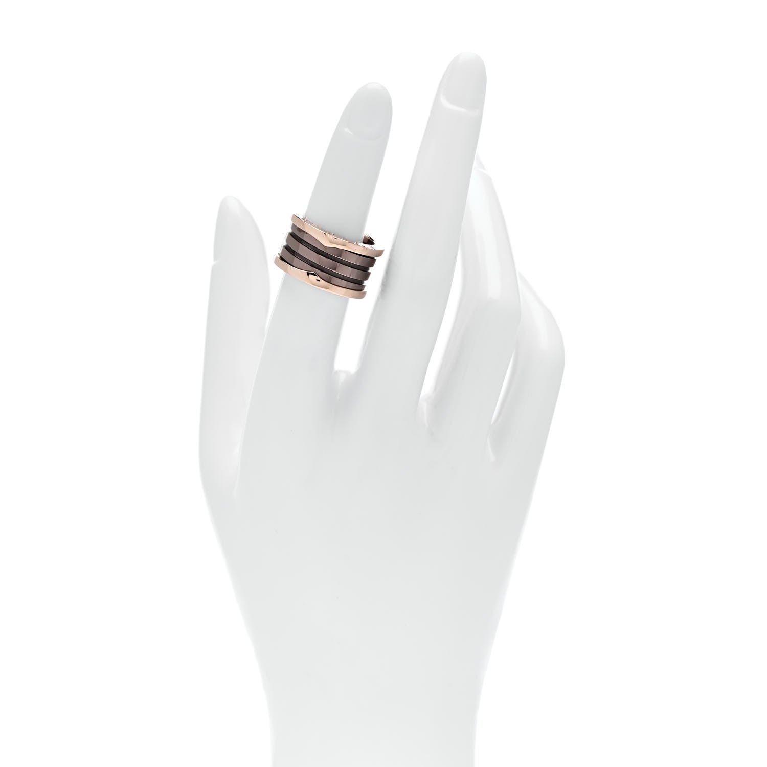 Bulgari 18K Rose Gold Bronze Cermet B.Zero1 Roma Four-Band Ring 52 6 2 of 5