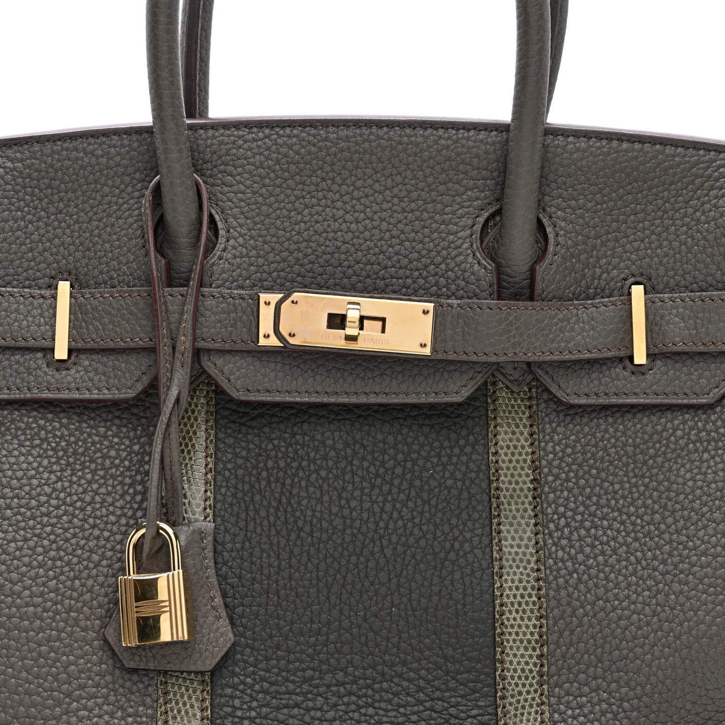 Taurillon Clemence Lizard Club Birkin 30 Etain Graphite