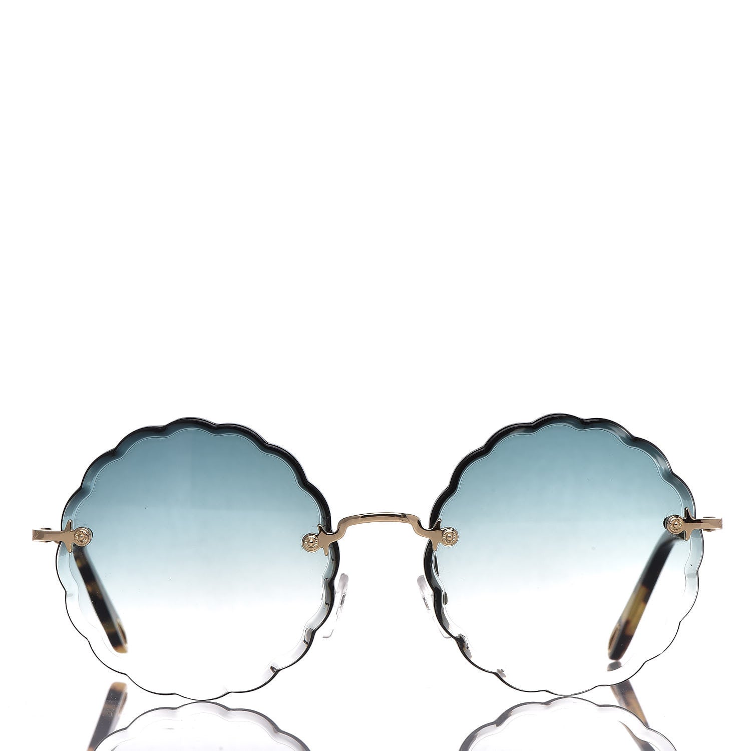 Chloe Rosie Bevelled Round Sunglasses CE142S Gold Gradient Blue 3 of 7
