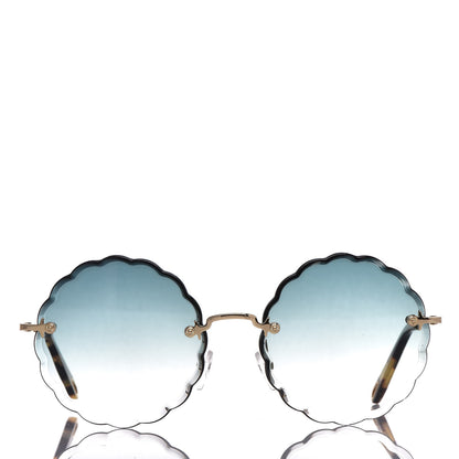 Chloe Rosie Bevelled Round Sunglasses CE142S Gold Gradient Blue 3 of 7