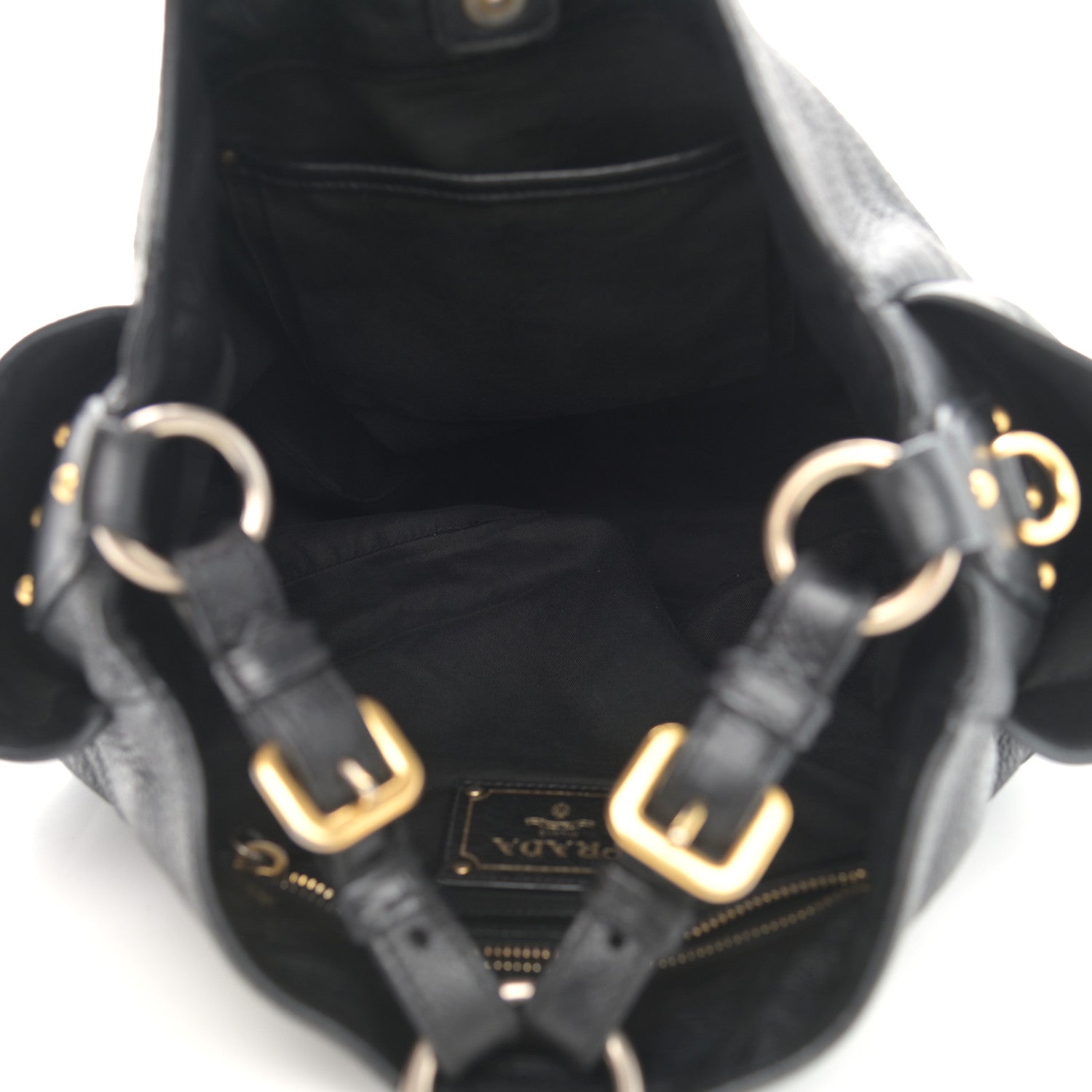 Prada Vitello Daino Side Pocket Hobo Black 5 of 10
