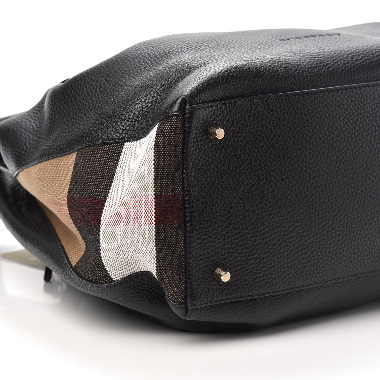 Burberry Grainy Calfskin House Check Medium Maidstone Black 8 of 9