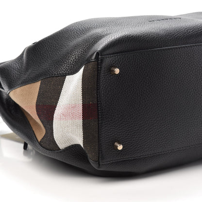 Burberry Grainy Calfskin House Check Medium Maidstone Black 8 of 9