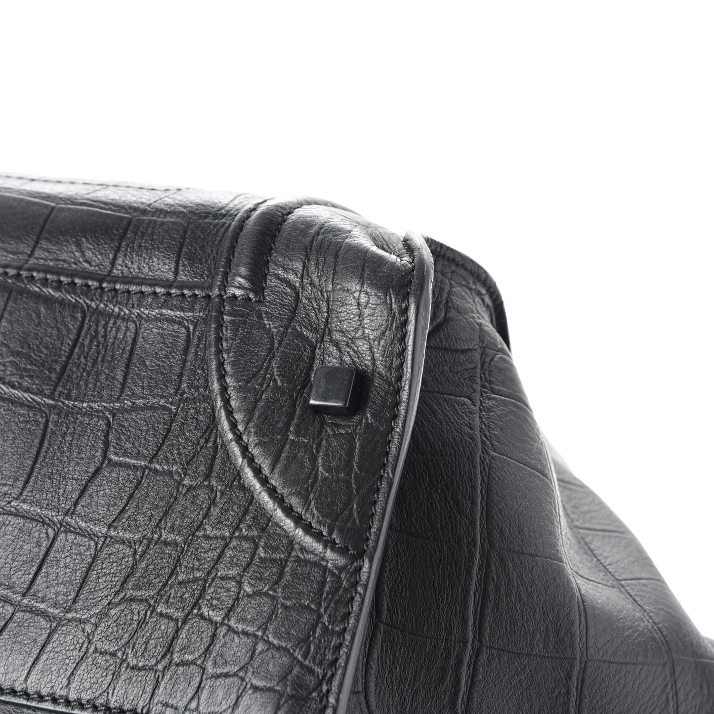 Crocodile Embossed Calfskin Large Phantom Luggage Black