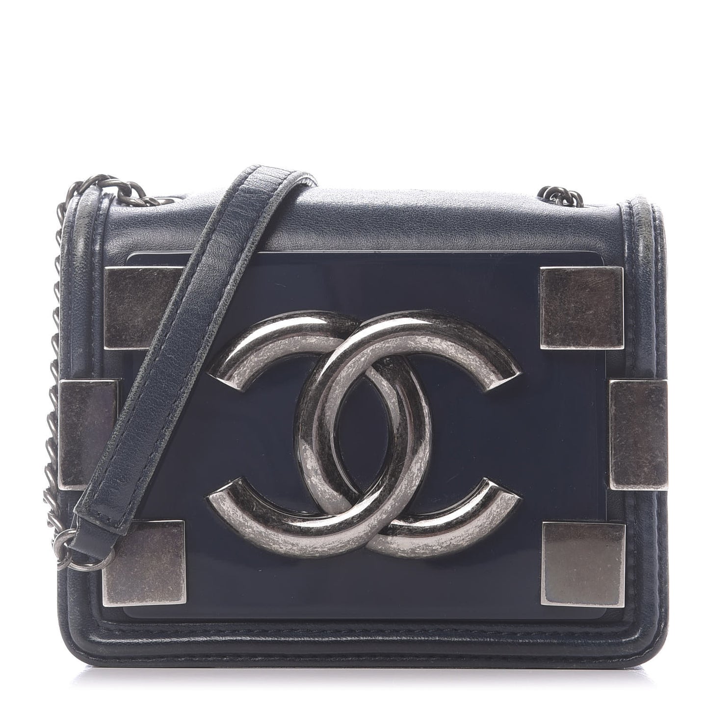 Lambskin Plexiglass Boy Brick Flap Blue