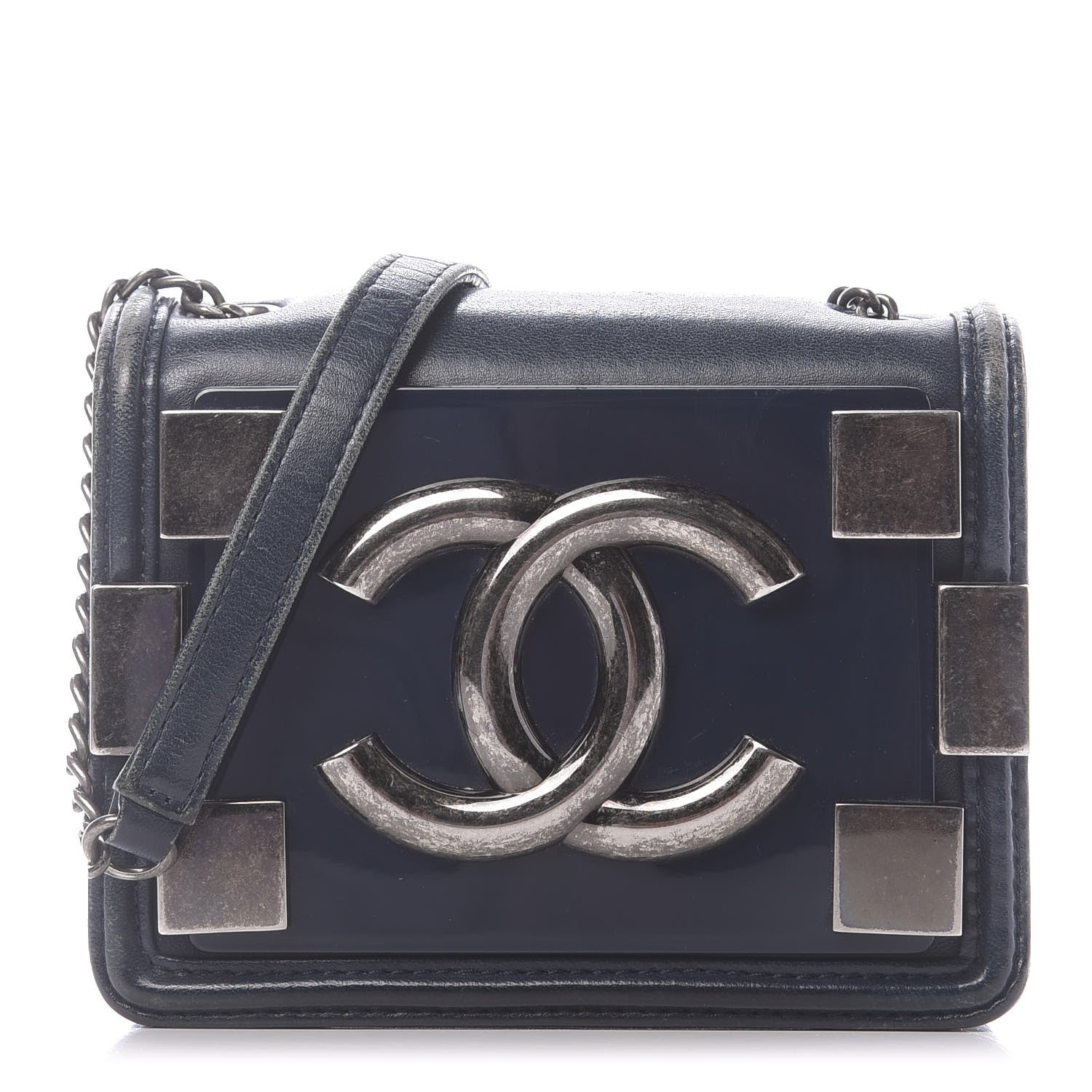 Chanel Lambskin Plexiglass Boy Brick Flap Blue 1 of 13