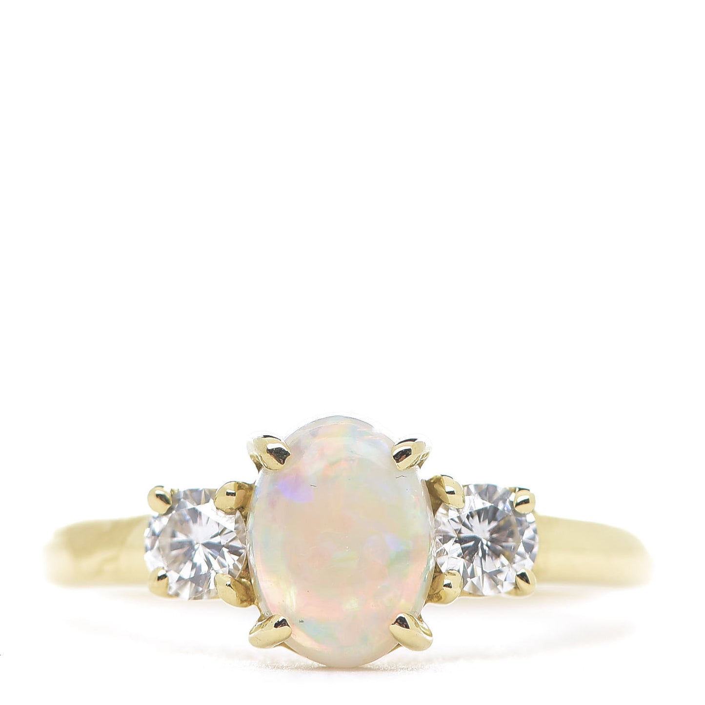 18K Yellow Gold Diamond Opal Cocktail Ring 52 6