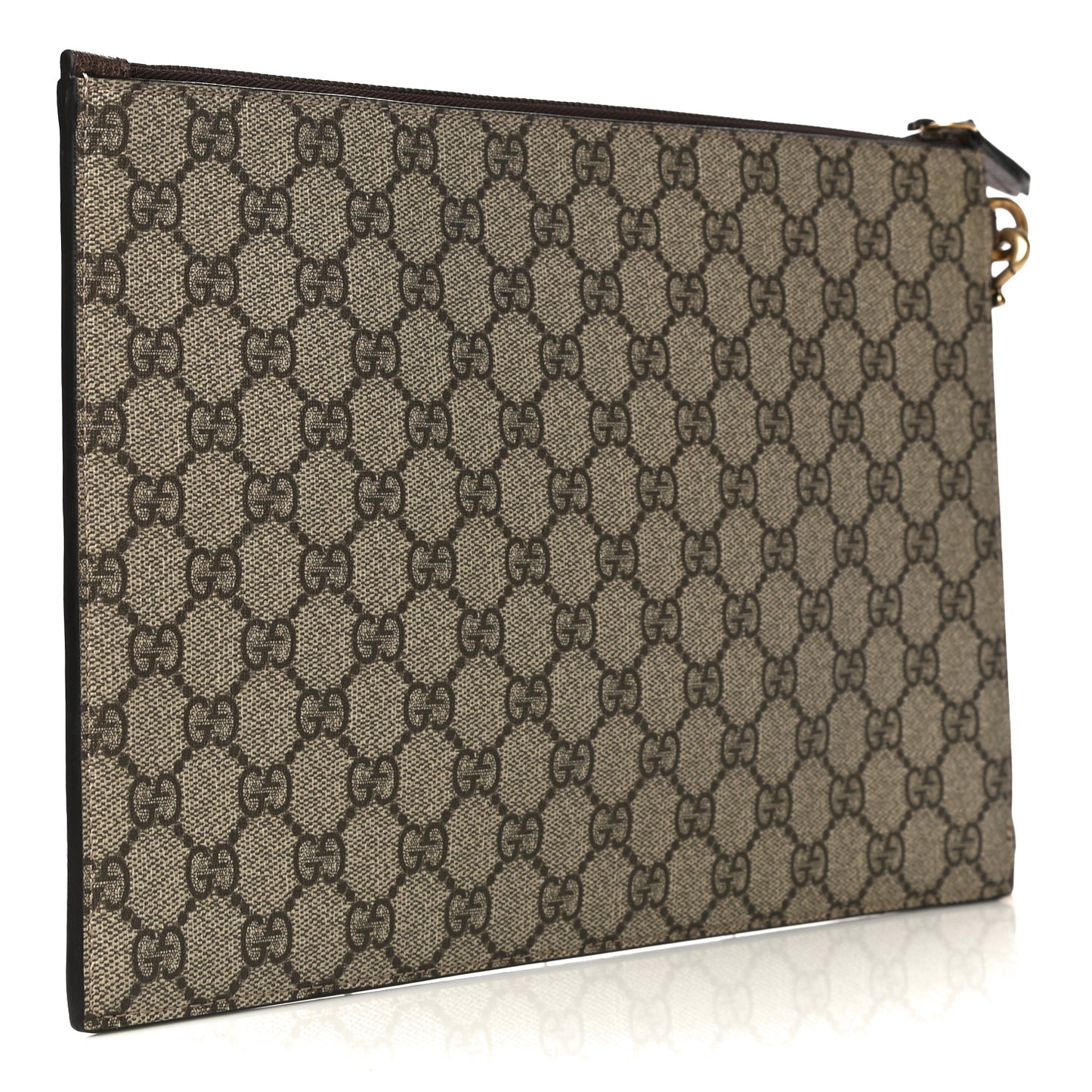 GG Supreme Monogram Neo Vintage Zip Wristlet Pouch Beige New Acero Crop