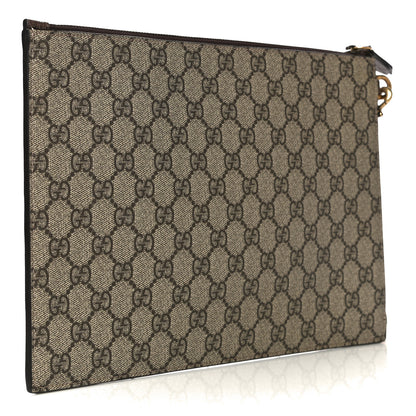 Gucci GG Supreme Monogram Neo Vintage Zip Wristlet Pouch Beige New Acero Crop 2 of 10