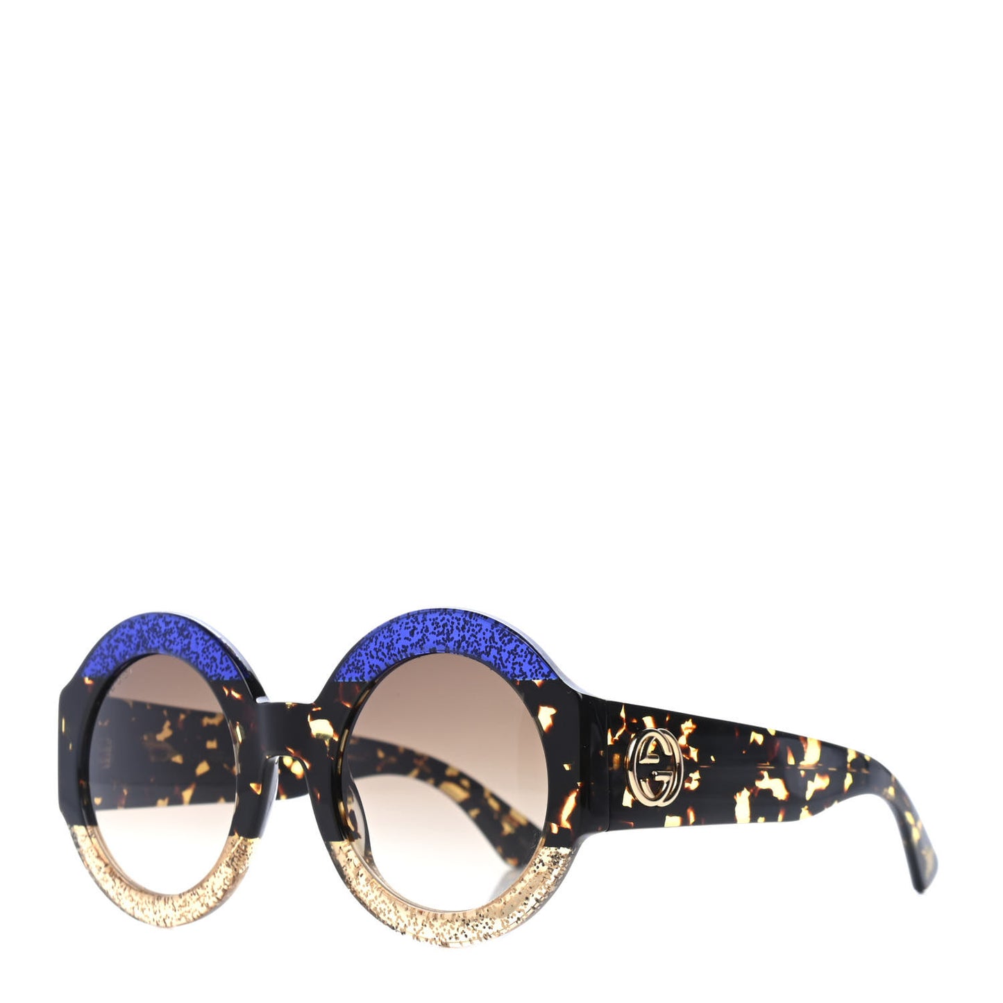 Acetate Round GG0084S Sunglasses Glitter Blue Multi