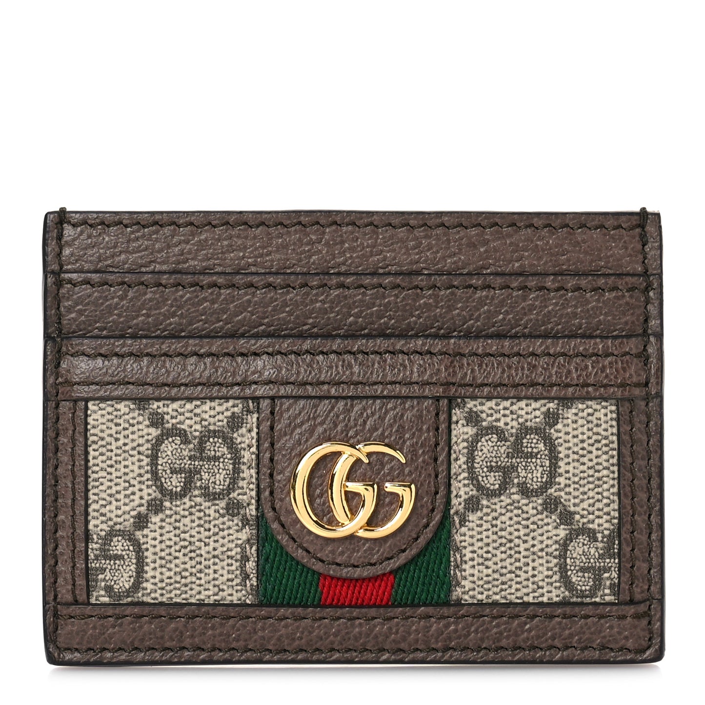 GG Supreme Monogram Ophidia Card Holder Brown