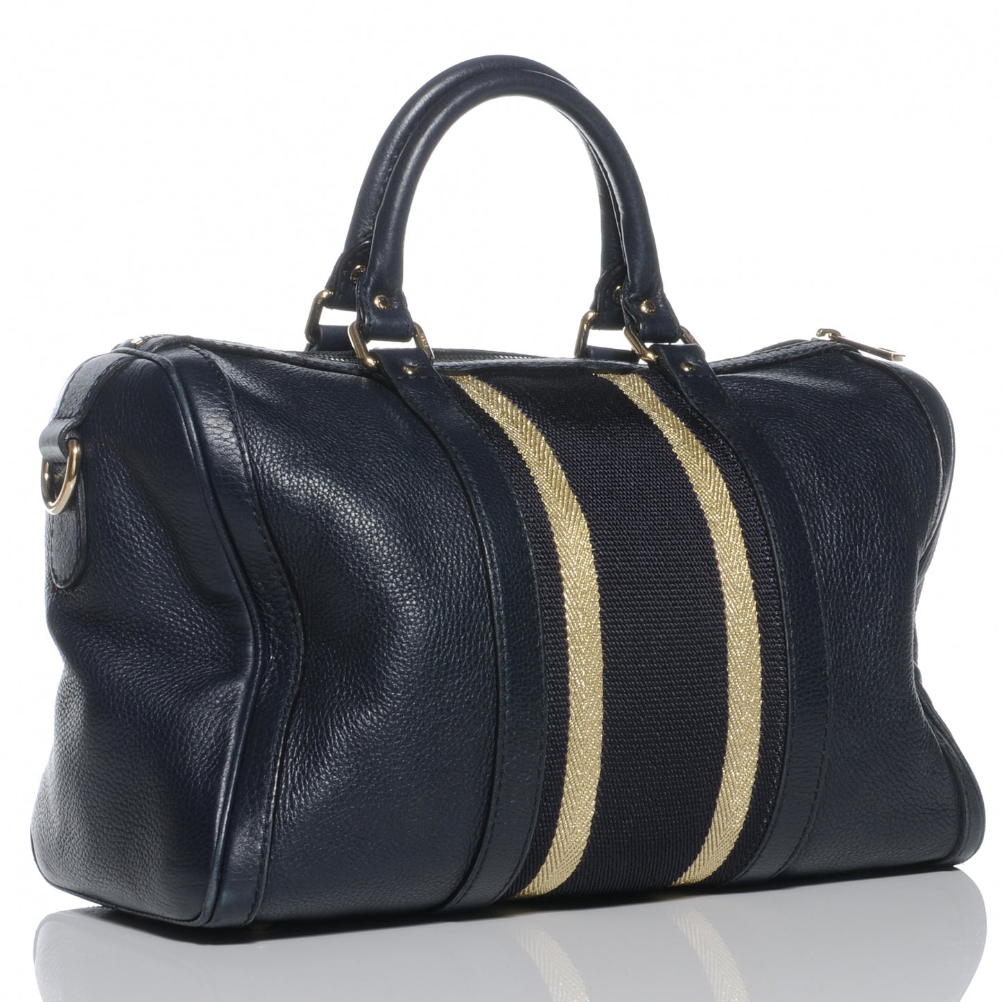Calfskin Vintage Web Medium Boston Navy