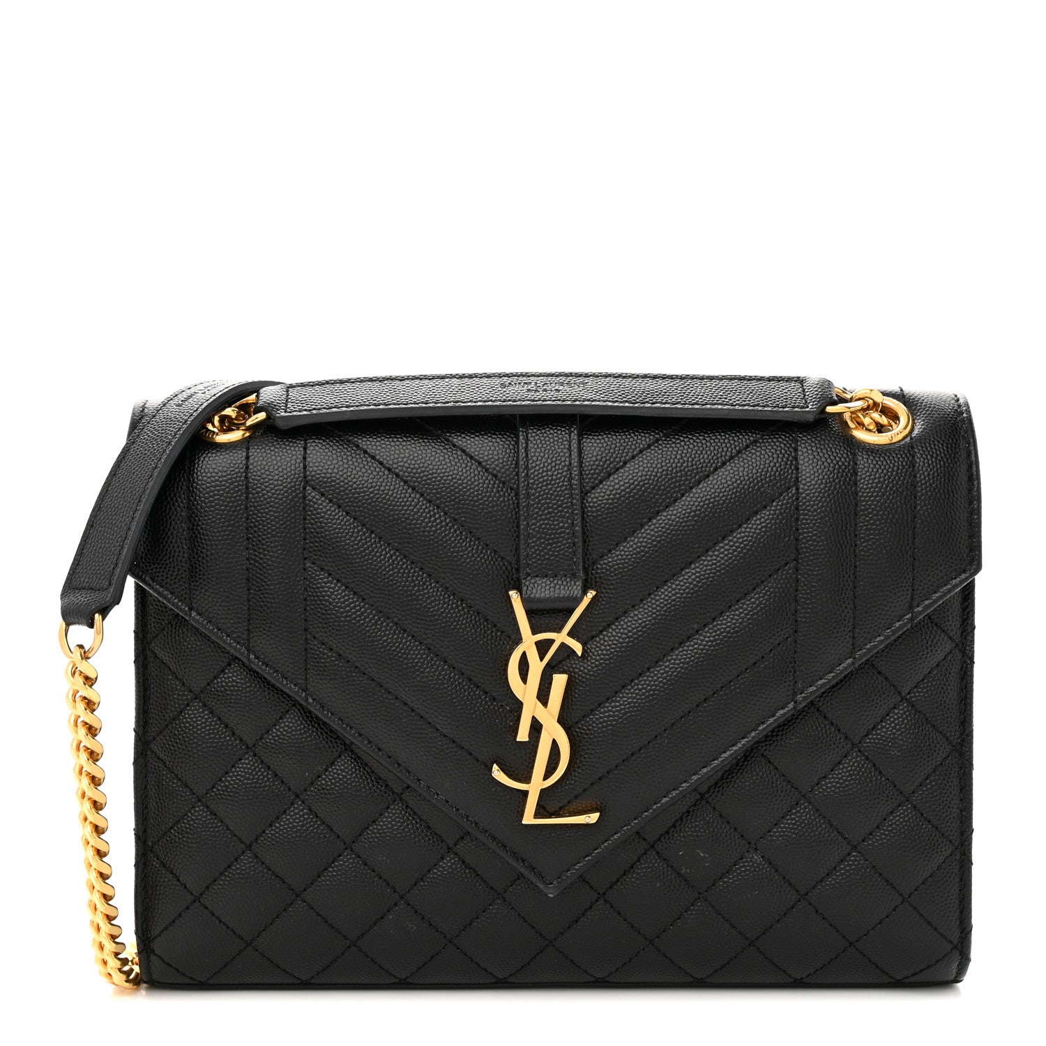 Saint Laurent Grain De Poudre Textured Mixed Matelasse Triquilt Medium Monogram Satchel Black 1 of 13