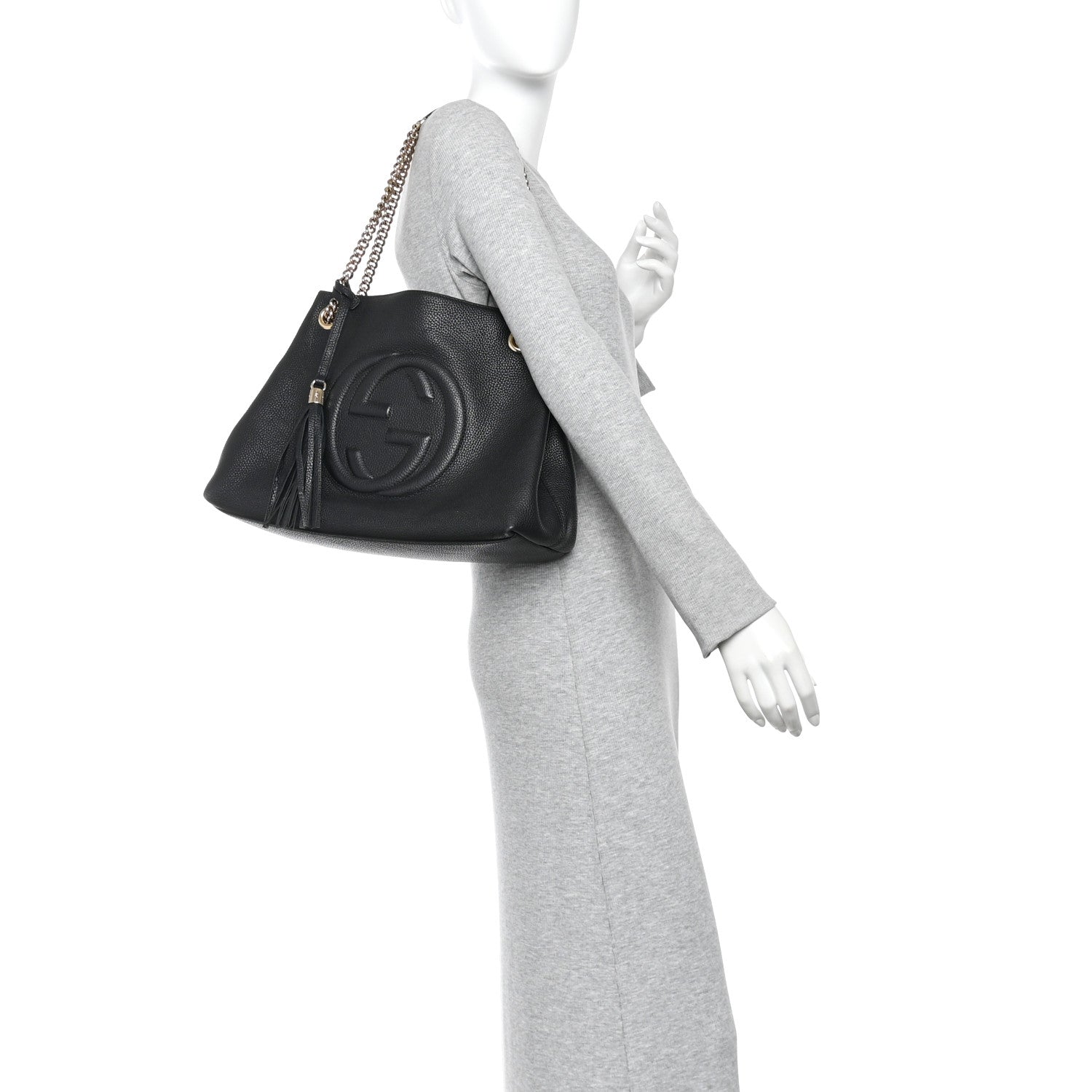 Gucci Pebbled Calfskin Medium Soho Chain Shoulder Bag Black 2 of 10