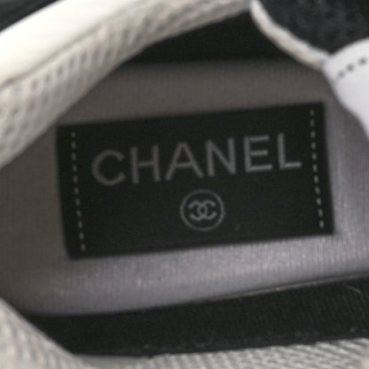 Chanel Mesh Suede Grained Calfskin Womens CC Sneakers 36.5 Black White 7 of 9