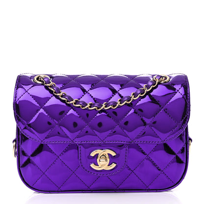Chanel Mirror Calfskin Metallic Calfskin Quilted Hollywood Boulevard Mini Flap With Star Coin Purse Purple 3 of 12