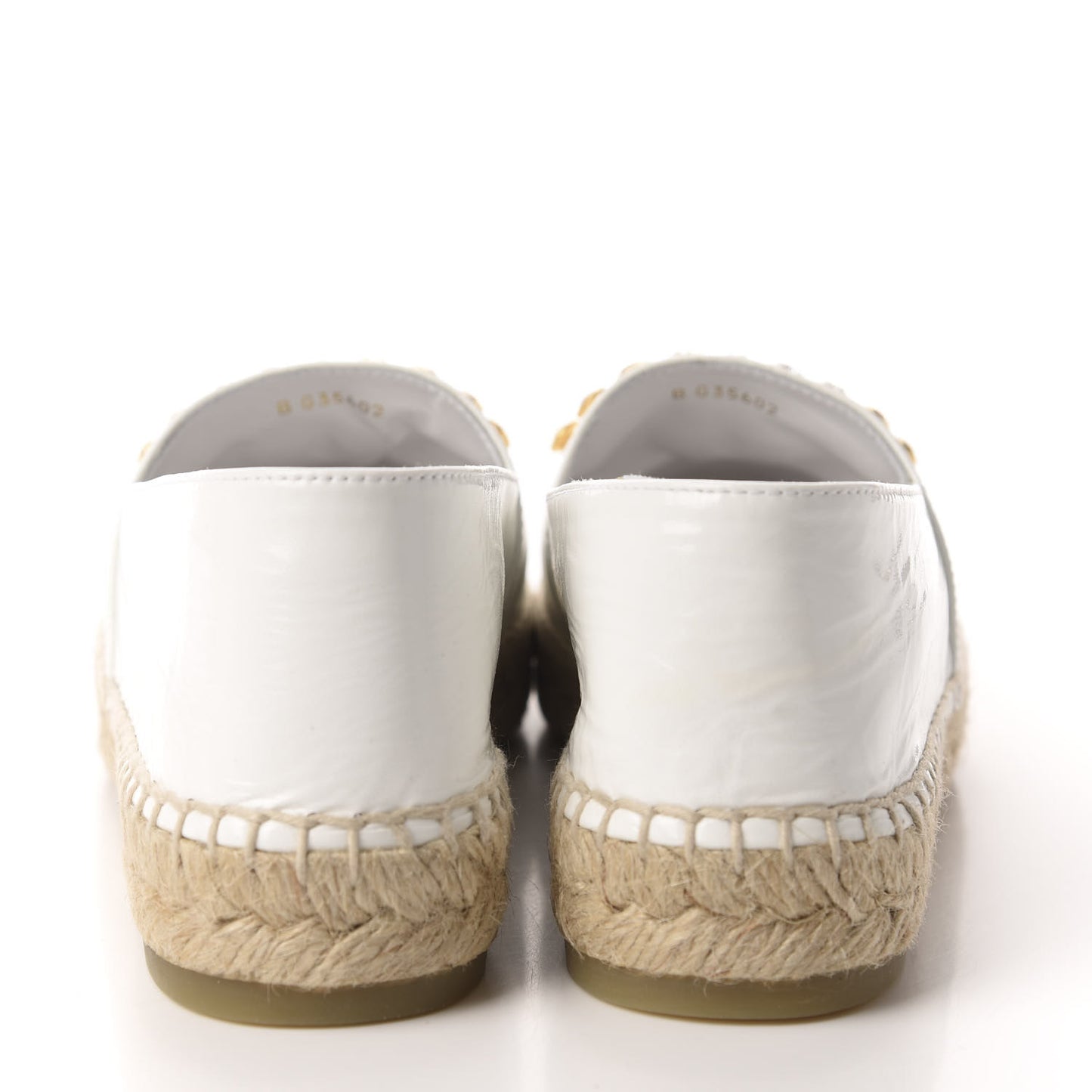 Patent Calfskin Crystal CC Espadrilles 36 White Black