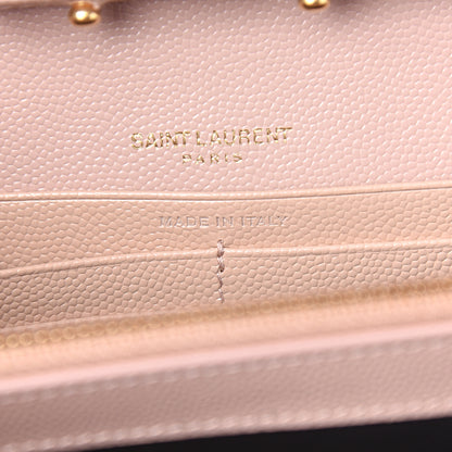 Saint Laurent Grain De Poudre Matelasse Chevron Monogram Chain Wallet Pale Pink 5 of 8