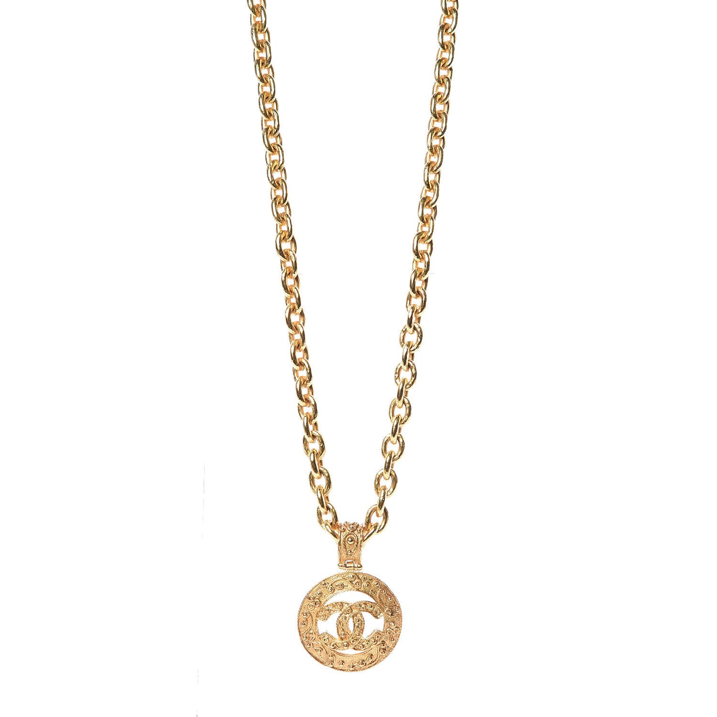 Chain CC Long Pendant Necklace Gold