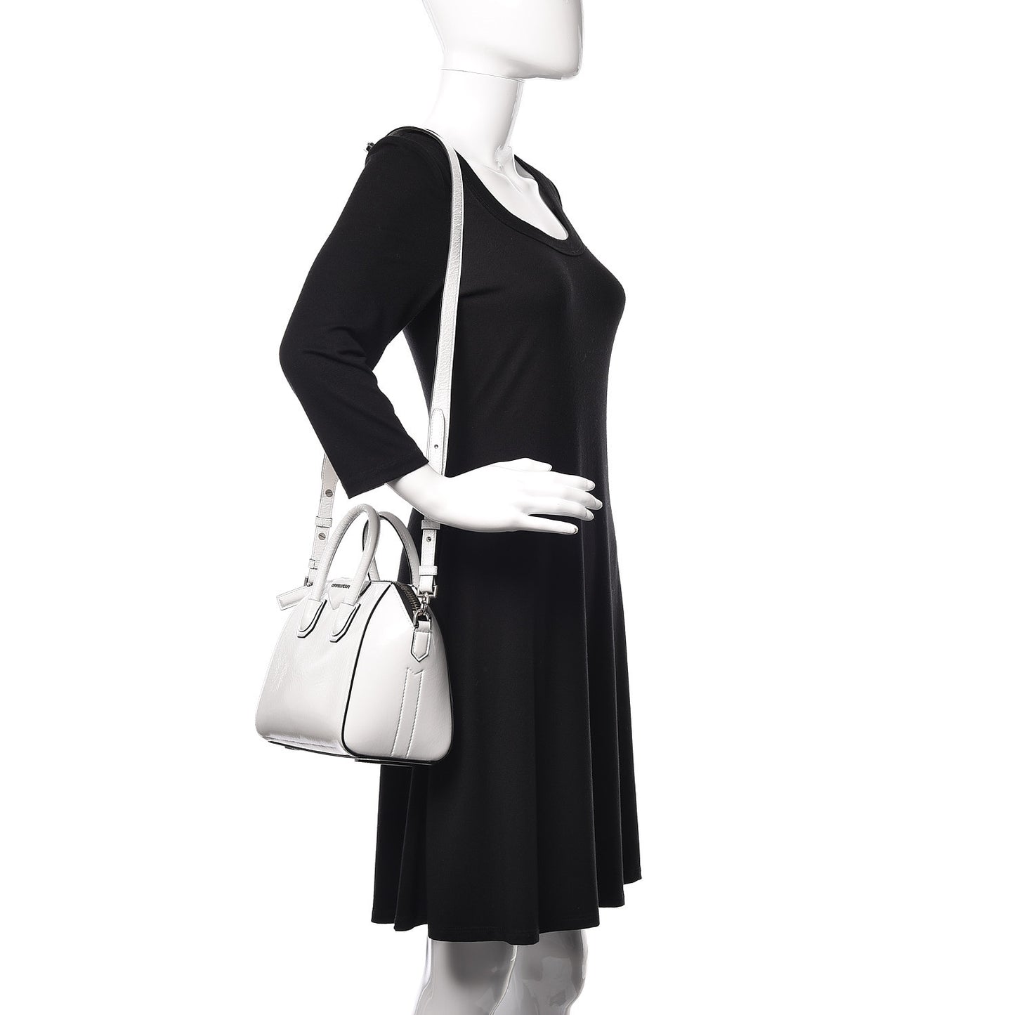 Crinkled Patent Calfskin Mini Antigona White
