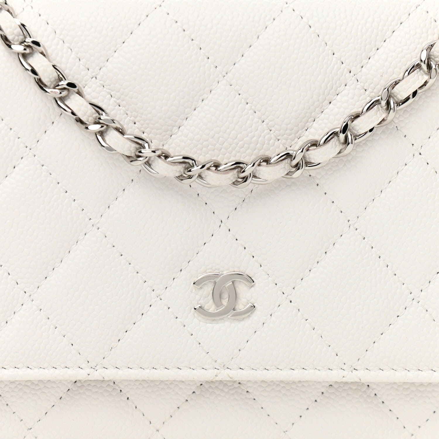 Chanel Caviar Quilted Wallet On Chain WOC White 9 of 12