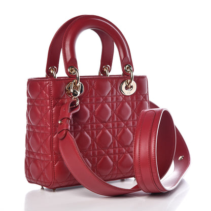 Christian Dior Lambskin Cannage Small My Lady Dior Red 3 of 12