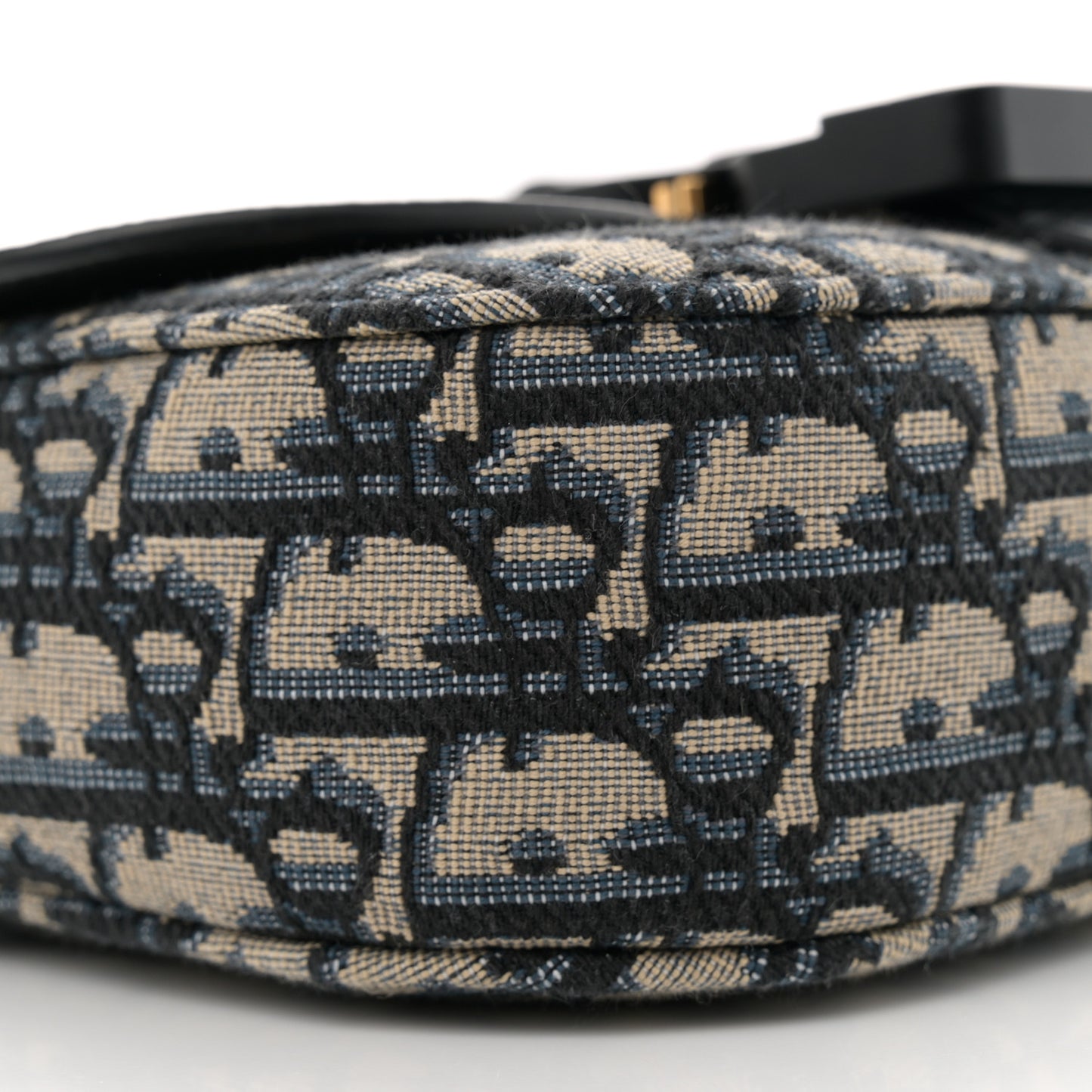 Grained Calfskin Oblique Mini Saddle Messenger Bag With Flap Beige Black