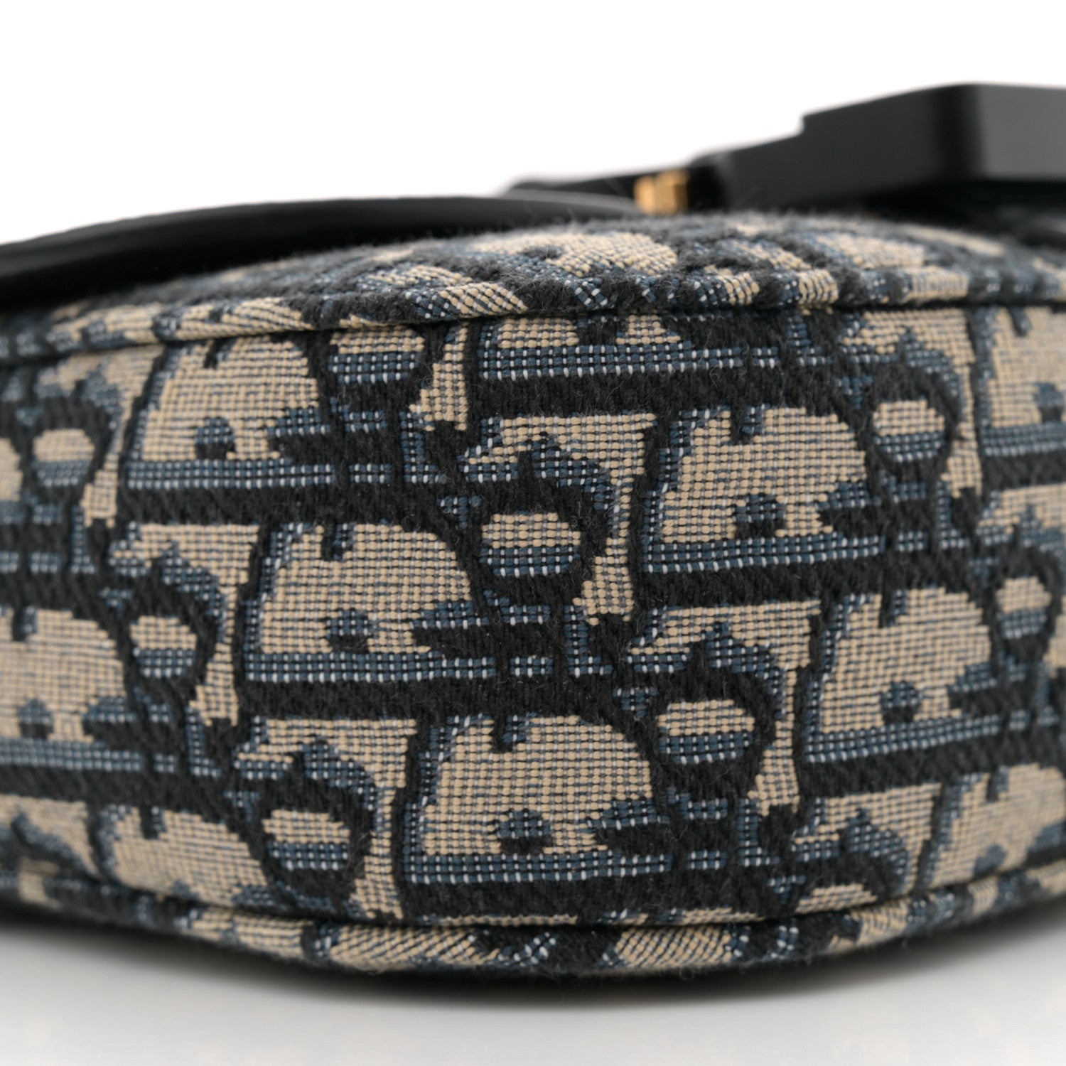 Christian Dior Grained Calfskin Oblique Mini Saddle Messenger Bag With Flap Beige Black 9 of 11