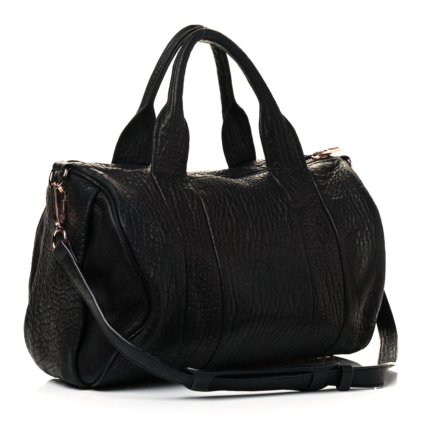 Pebbled Lambskin Rocco Black Rose Gold Hardware