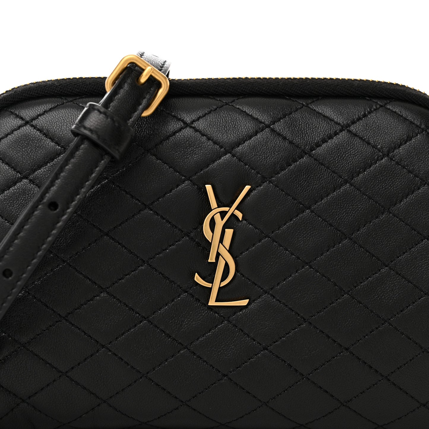 Lambskin Quilted Gaby Zipped Pouch Black