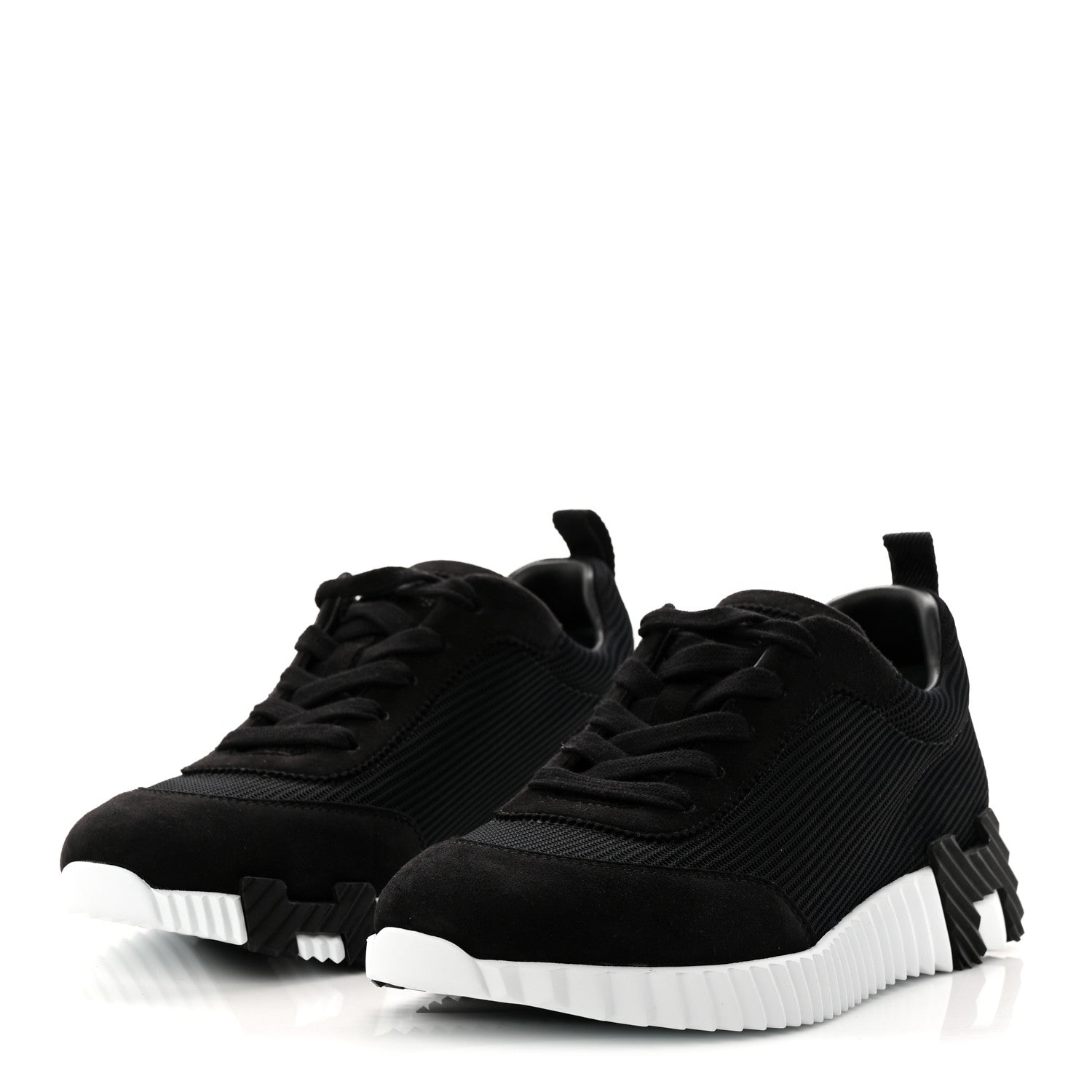 Hermes Air Mesh Suede Goatskin Bouncing Sneakers 39 Black 4 of 10