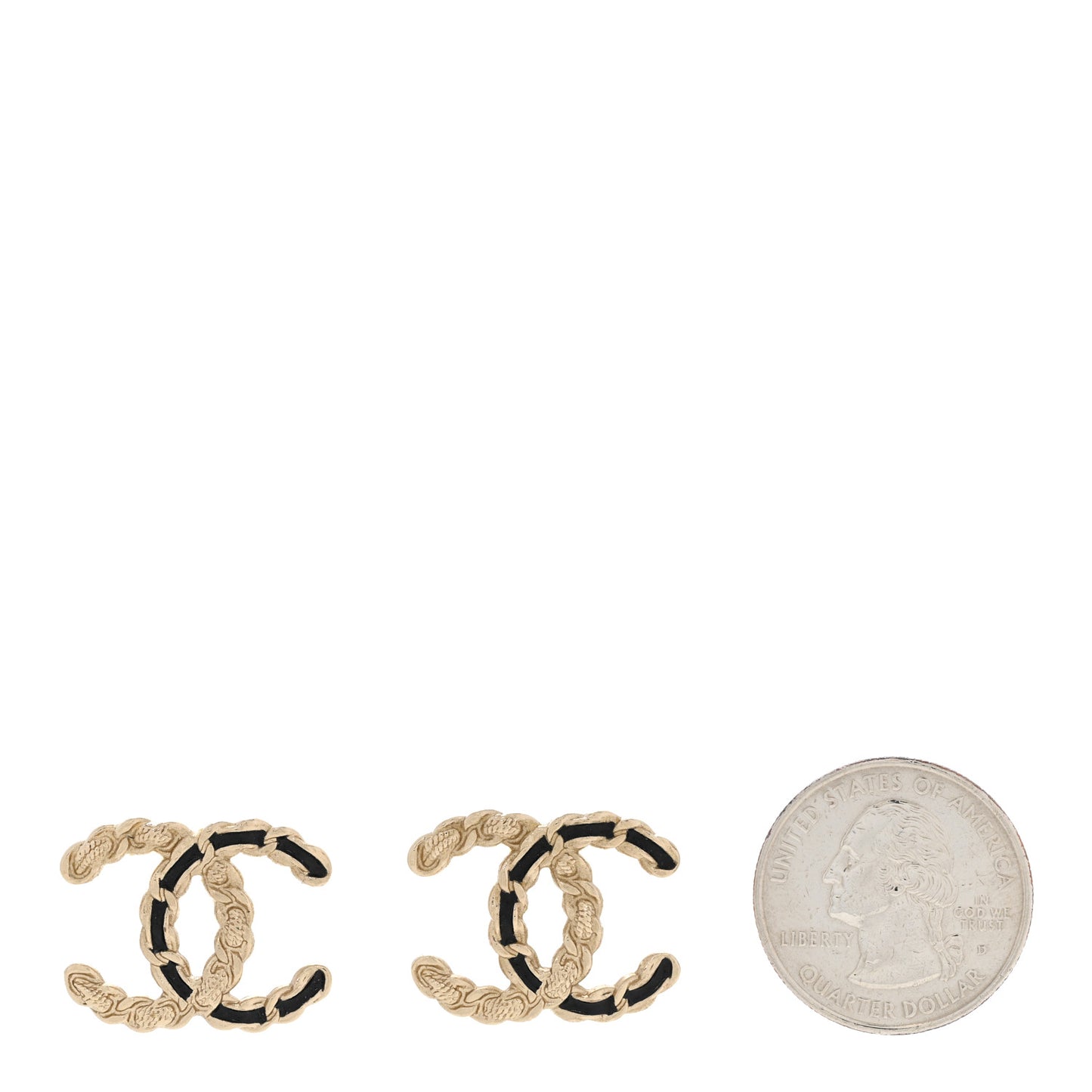 Enamel Metal Chain French New Wave CC Earrings Black Gold