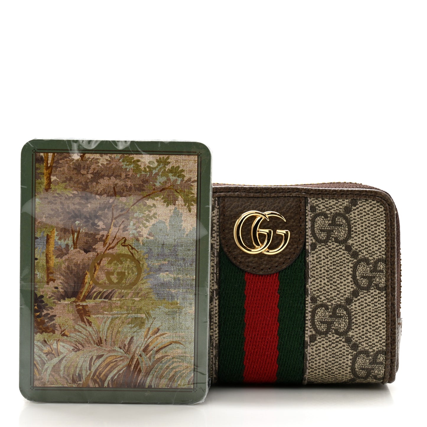 GG Supreme Monogram Web Ophidia Playing Card Case Beige New Acero